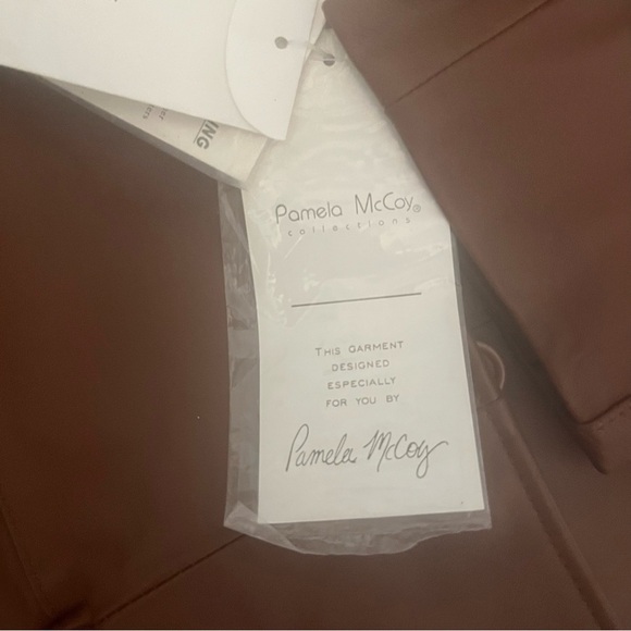Vintage PAMELA MCCOY Genuine brownish red leather coat. Women’s size L. NWT - Picture 10 of 13